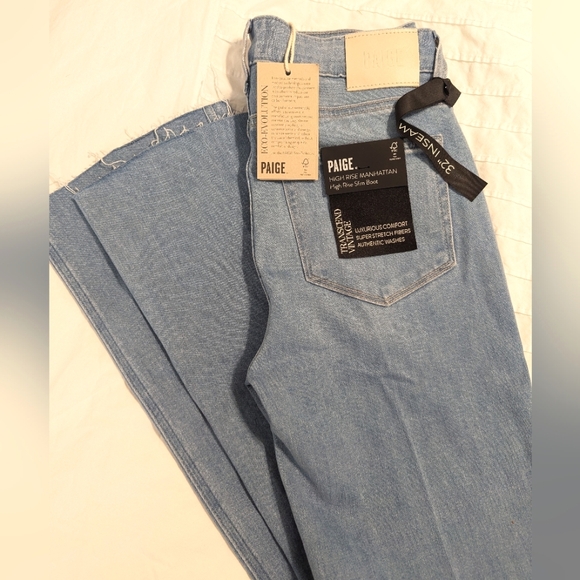 PAIGE High Rise Manhattan Bootcut Raw Him - Picture 2 of 7